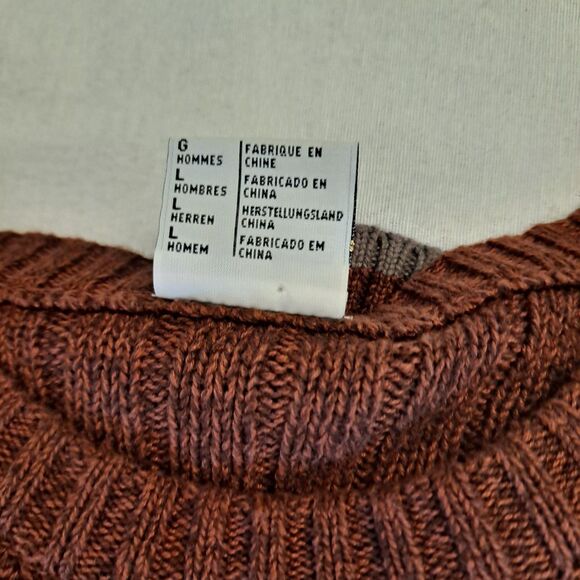 Columbia Ribbed Sweater Men's L Long Sleeve Cotton Knit Warm Pullover - Picture 7 of 8